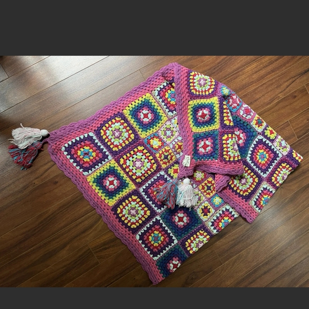 Spell Carnaby Rainbow Crochet Throw blanket